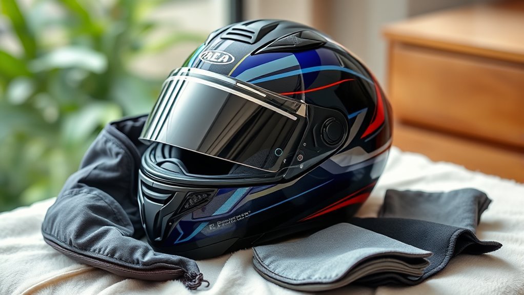 clean helmet before storage