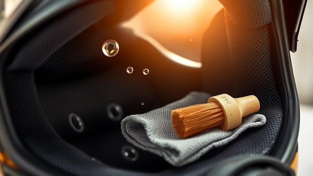 clean helmet interior surfaces