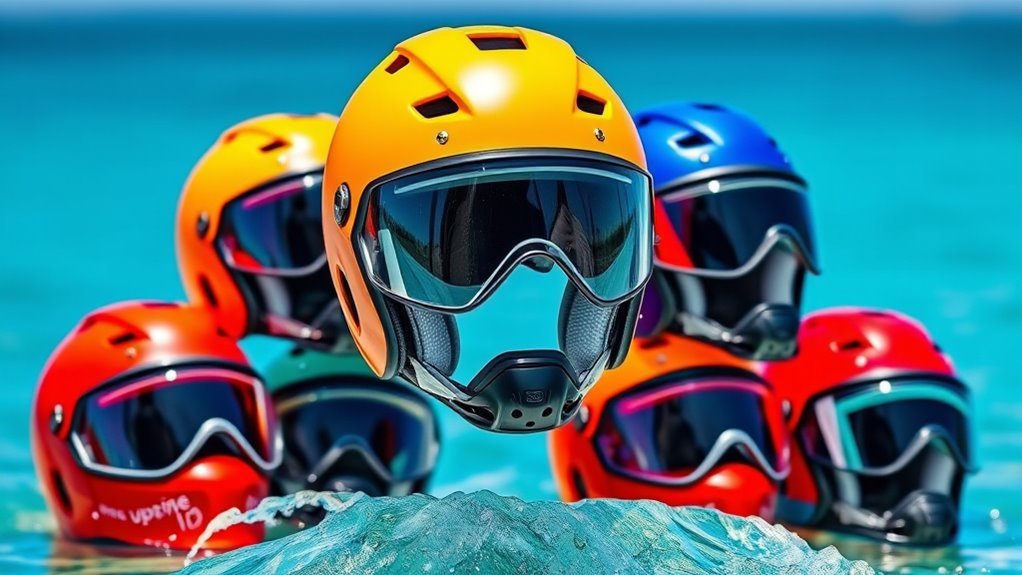 face protecting water sports helmets