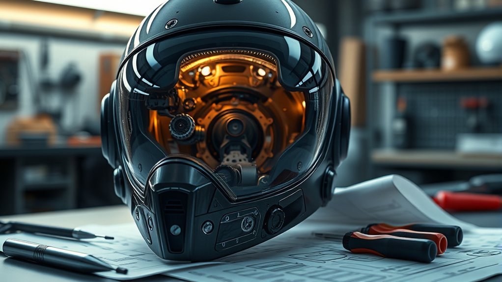 helmet with mechanical features