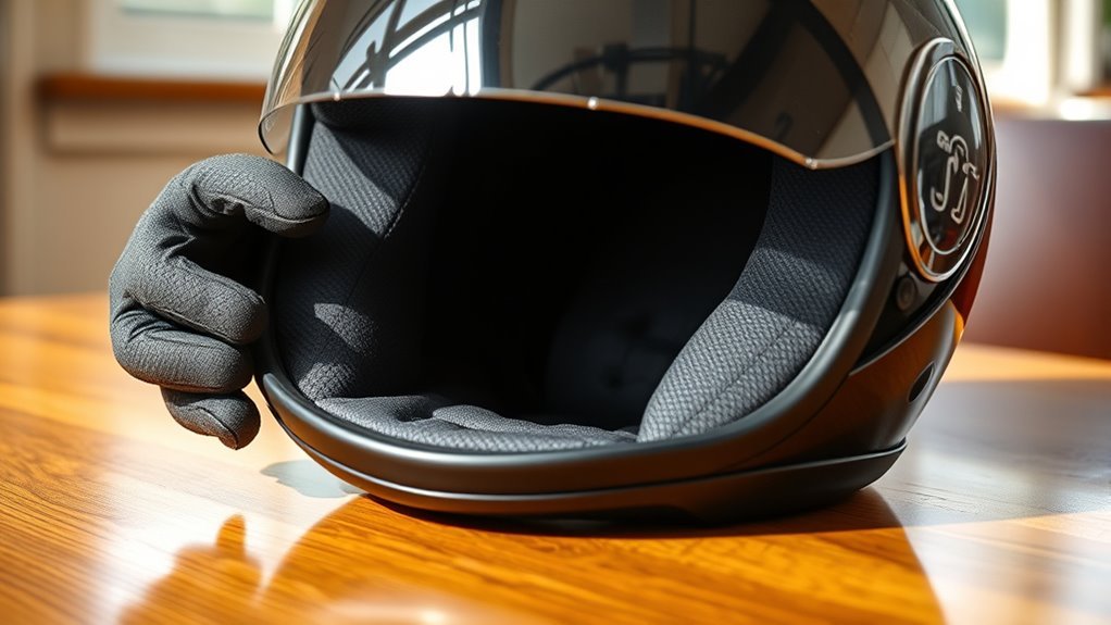 inspect helmet interior regularly