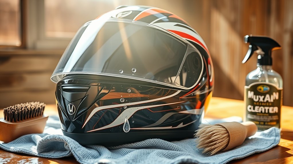 properly clean helmet exterior