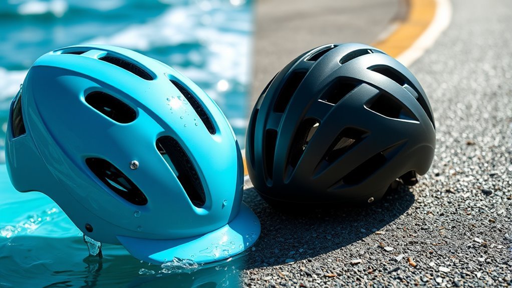 water vs bicycle helmet design