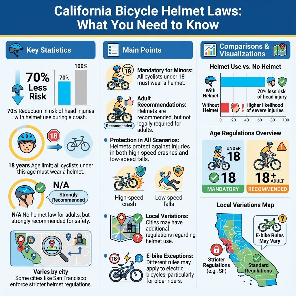 are helmets required for bicycles in california - Data Infographic and Statistics