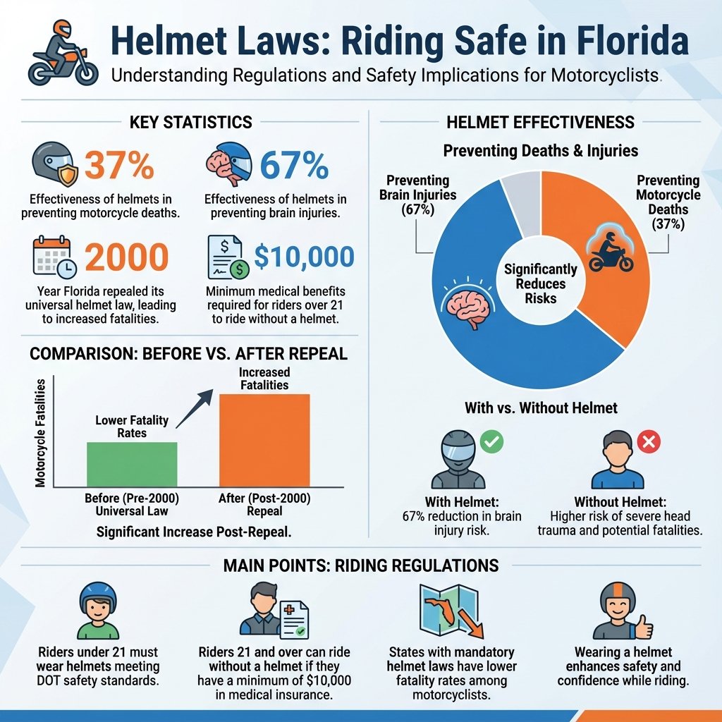 Infographic: The Importance of Wearing a Helmet are helmets required in florida - Data Infographic and Statistics