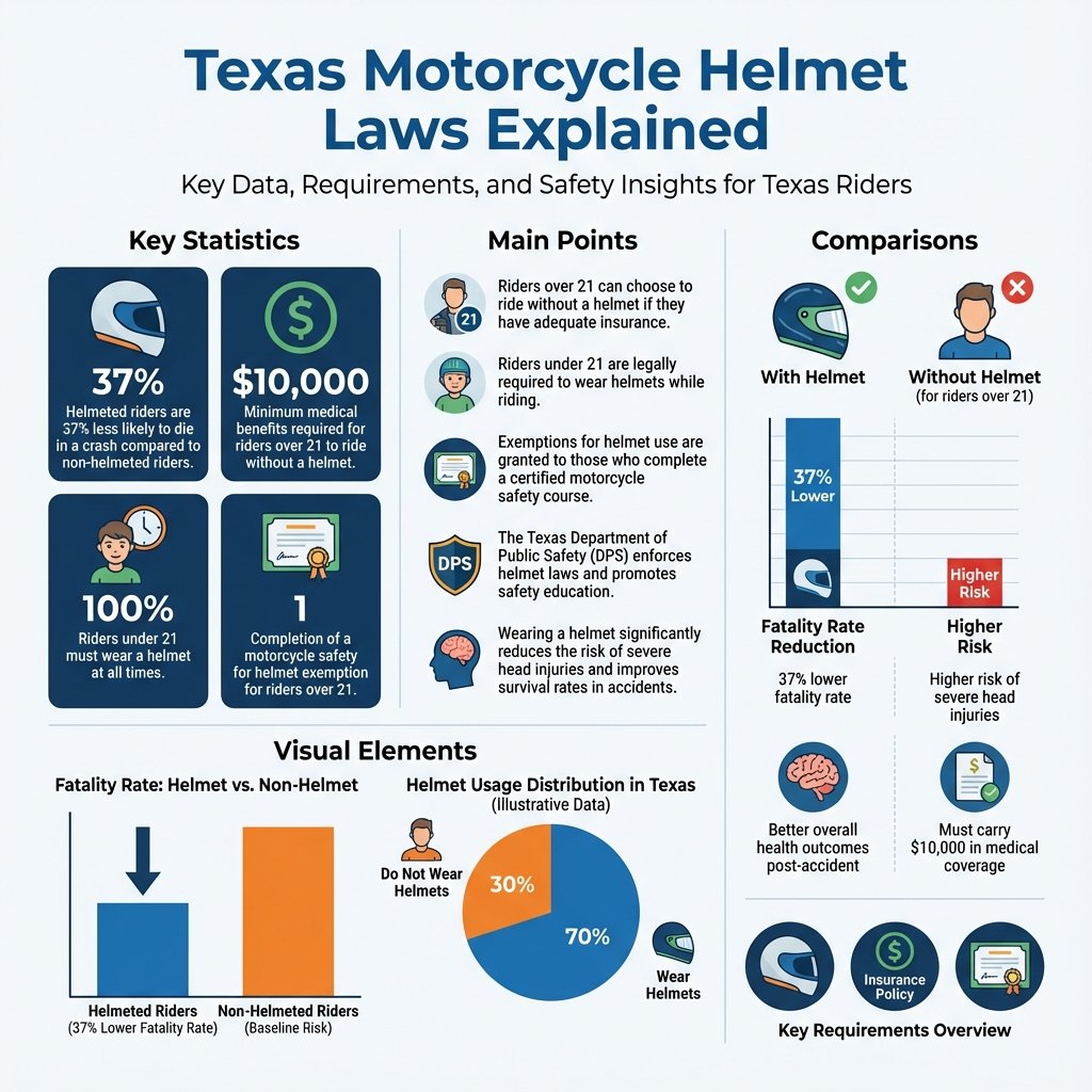 are helmets required in texas - Data Infographic and Statistics
