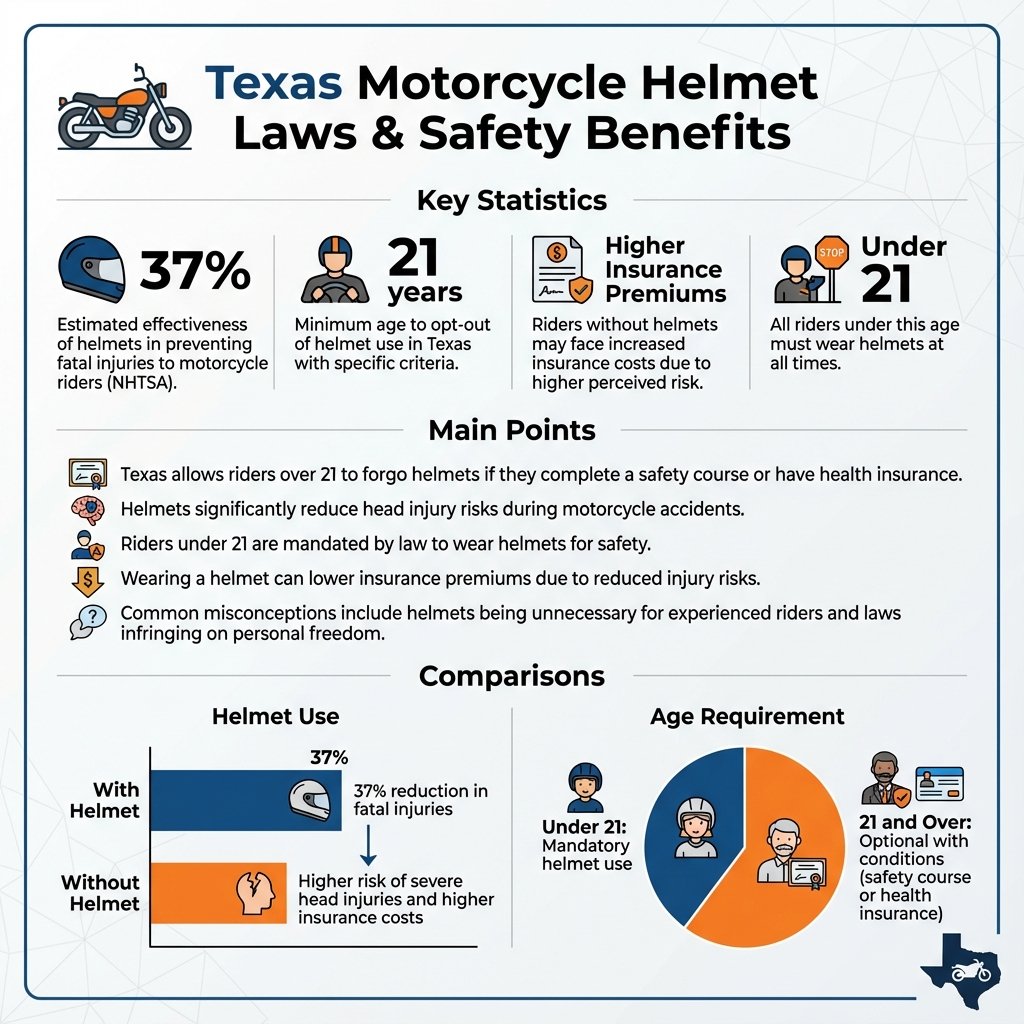 are motorcycle helmets required in texas - Data Infographic and Statistics