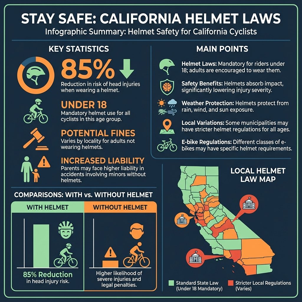 do you have to wear a bicycle helmet in california - Data Infographic and Statistics