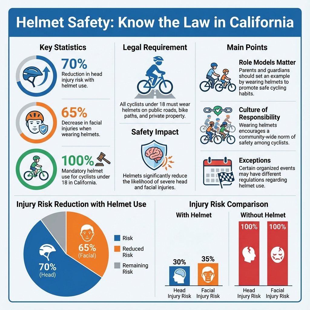 do you have to wear a helmet in california - Data Infographic and Statistics
