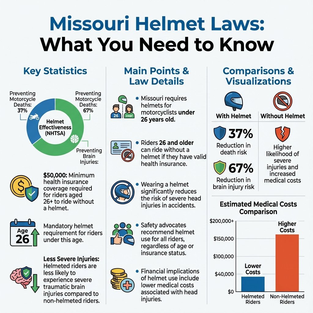 do you have to wear a helmet in missouri - Data Infographic and Statistics