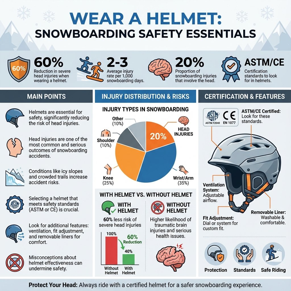 do you have to wear a helmet snowboarding - Data Infographic and Statistics