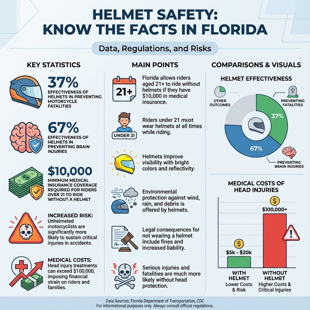 do you have to wear a motorcycle helmet in florida - Data Infographic and Statistics