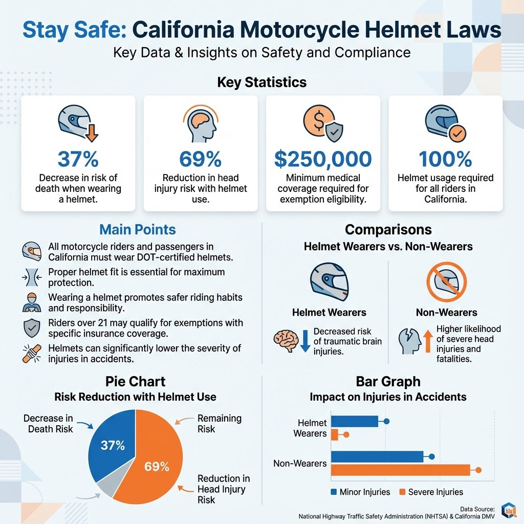 do you have to wear a motorcycle helmet in california - Data Infographic and Statistics