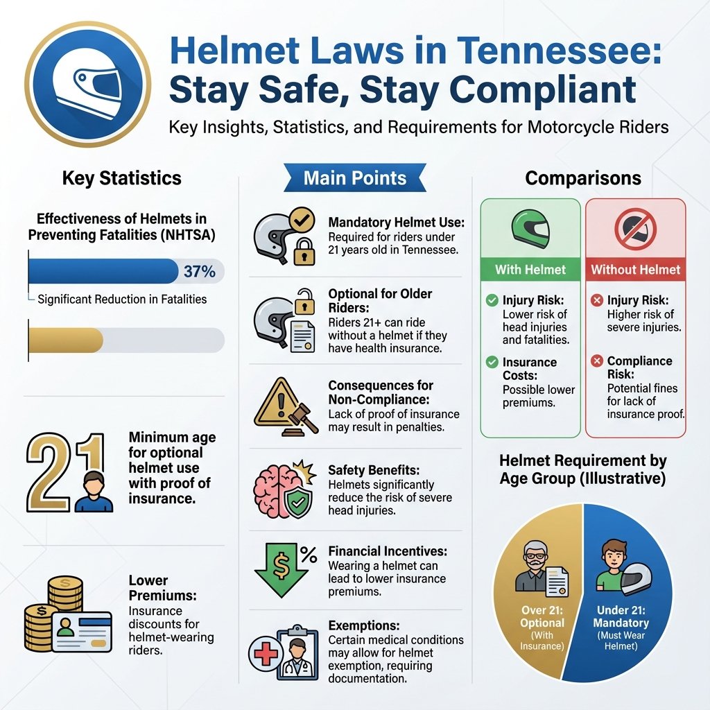 do you have to wear a motorcycle helmet in tennessee - Data Infographic and Statistics