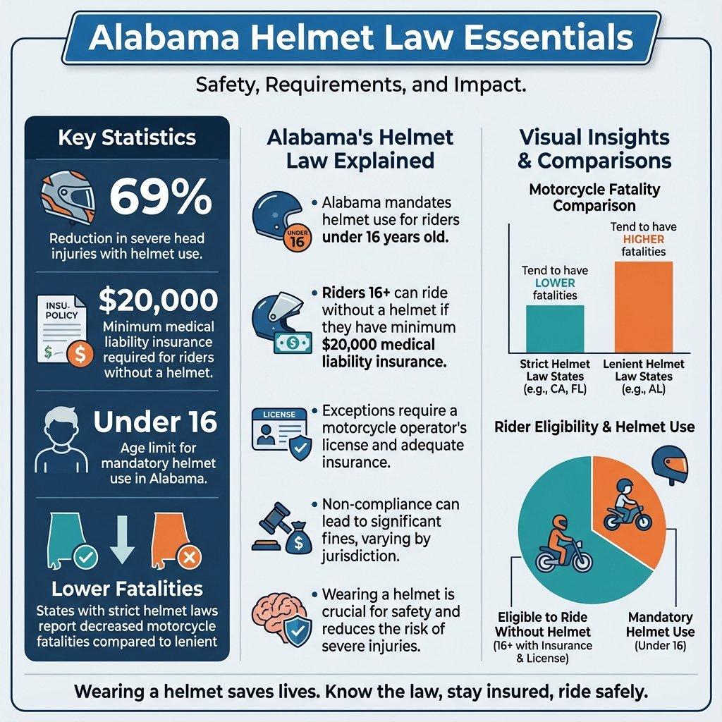 does alabama have a helmet law - Data Infographic and Statistics