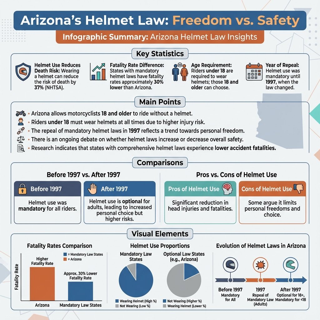does arizona have a helmet law - Data Infographic and Statistics