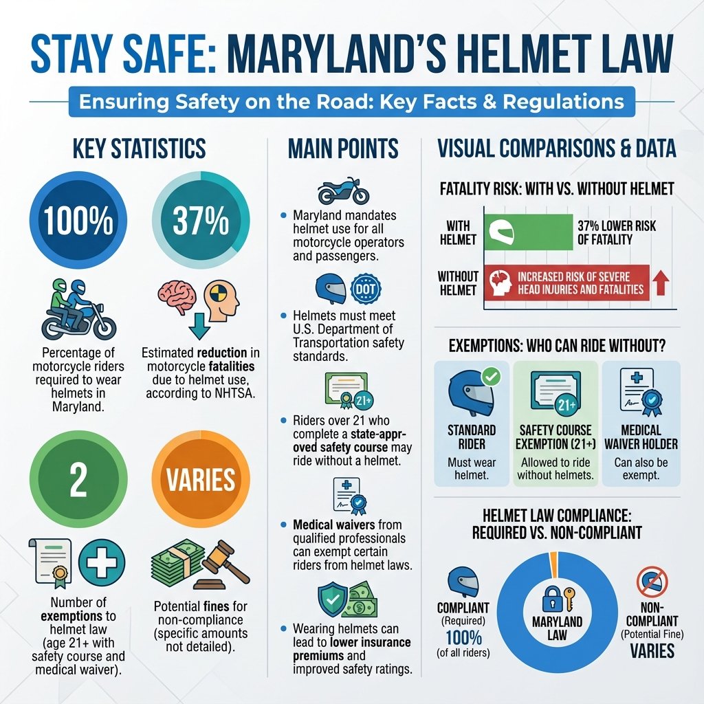 does maryland have a helmet law - Data Infographic and Statistics