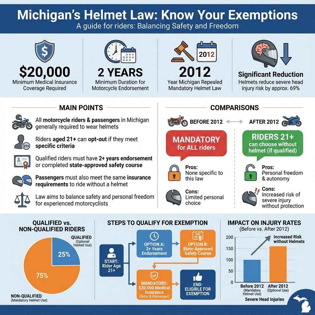 Infographic: Key Exemptions to the Helmet Requirement does michigan have a helmet law - Data Infographic and Statistics