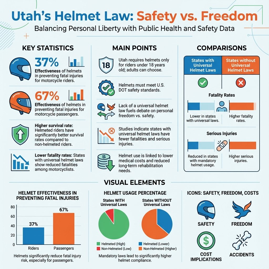 does utah have a helmet law - Data Infographic and Statistics
