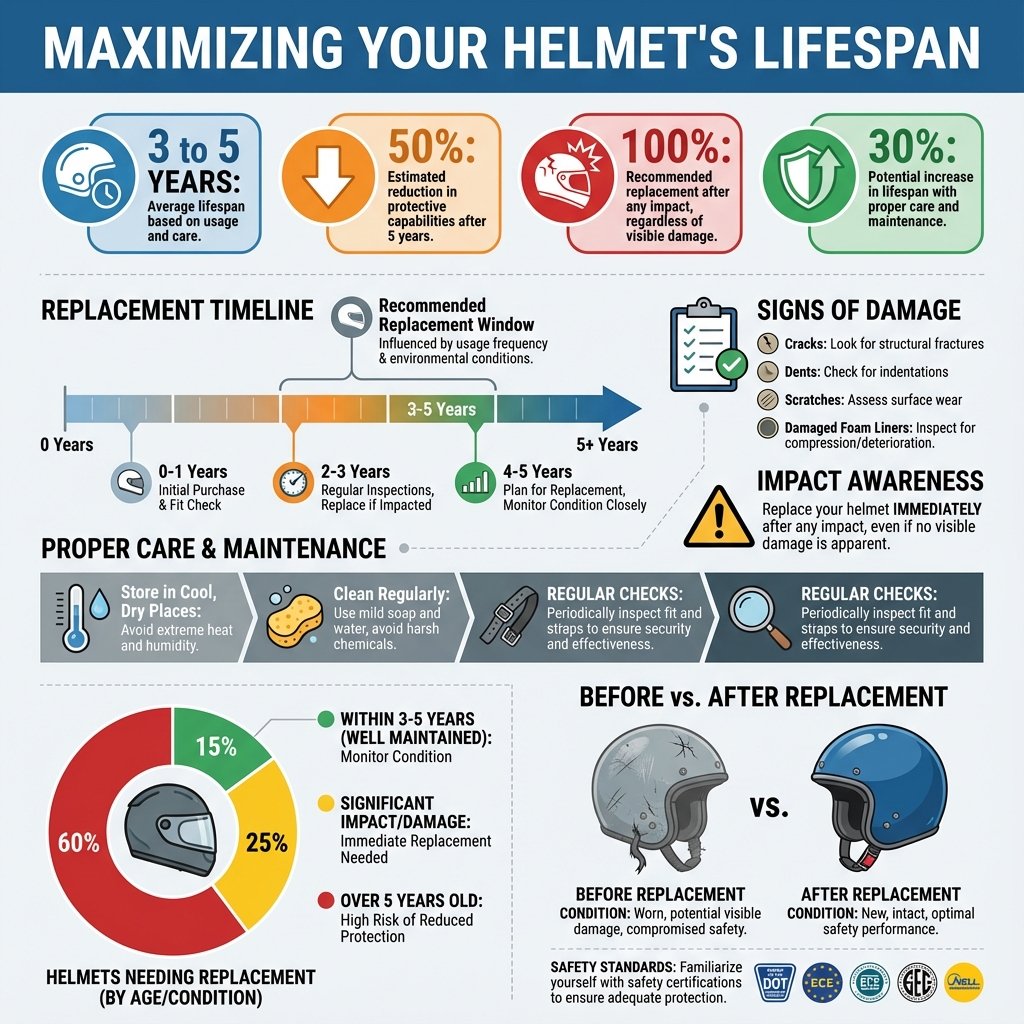 how long are helmets good for - Data Infographic and Statistics