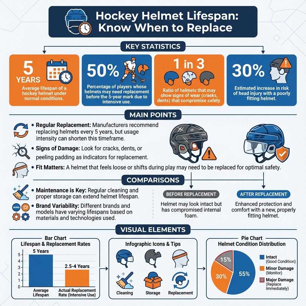 how long are hockey helmets good for - Data Infographic and Statistics