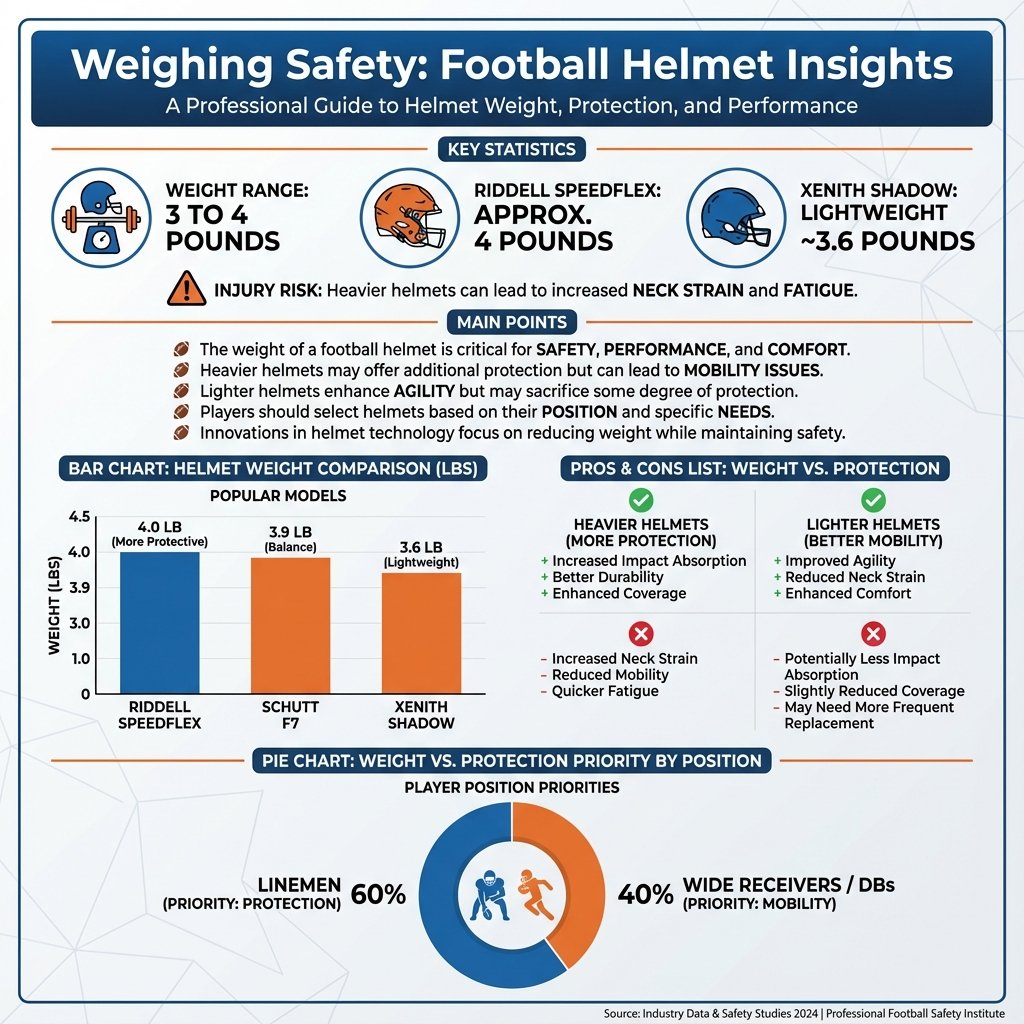 how much do football helmets weigh - Data Infographic and Statistics