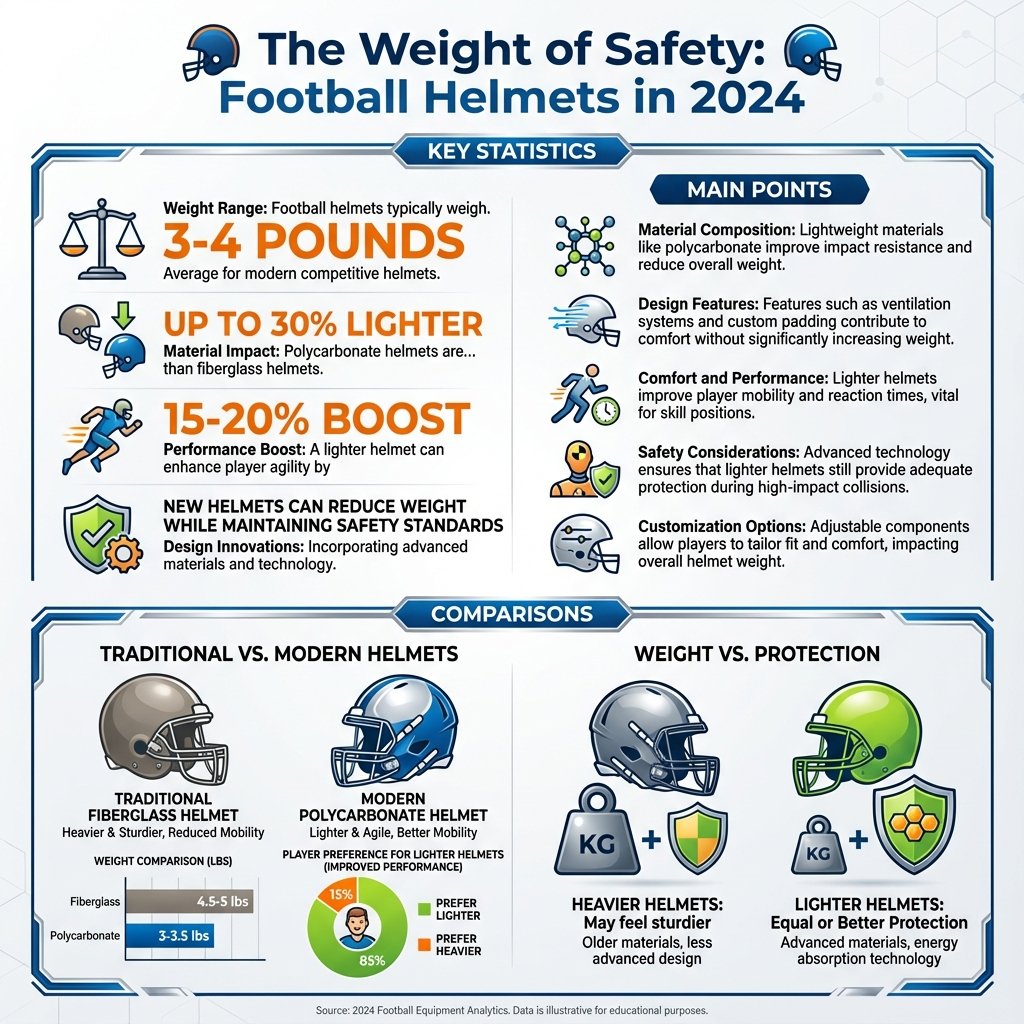 how much does football helmet weigh - Data Infographic and Statistics