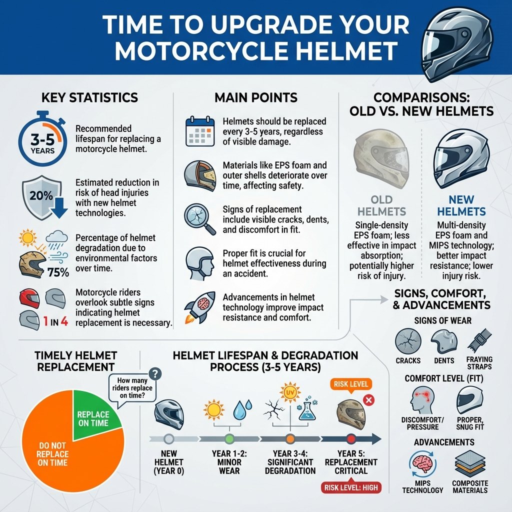 how often should you change your motorcycle helmet - Data Infographic and Statistics
