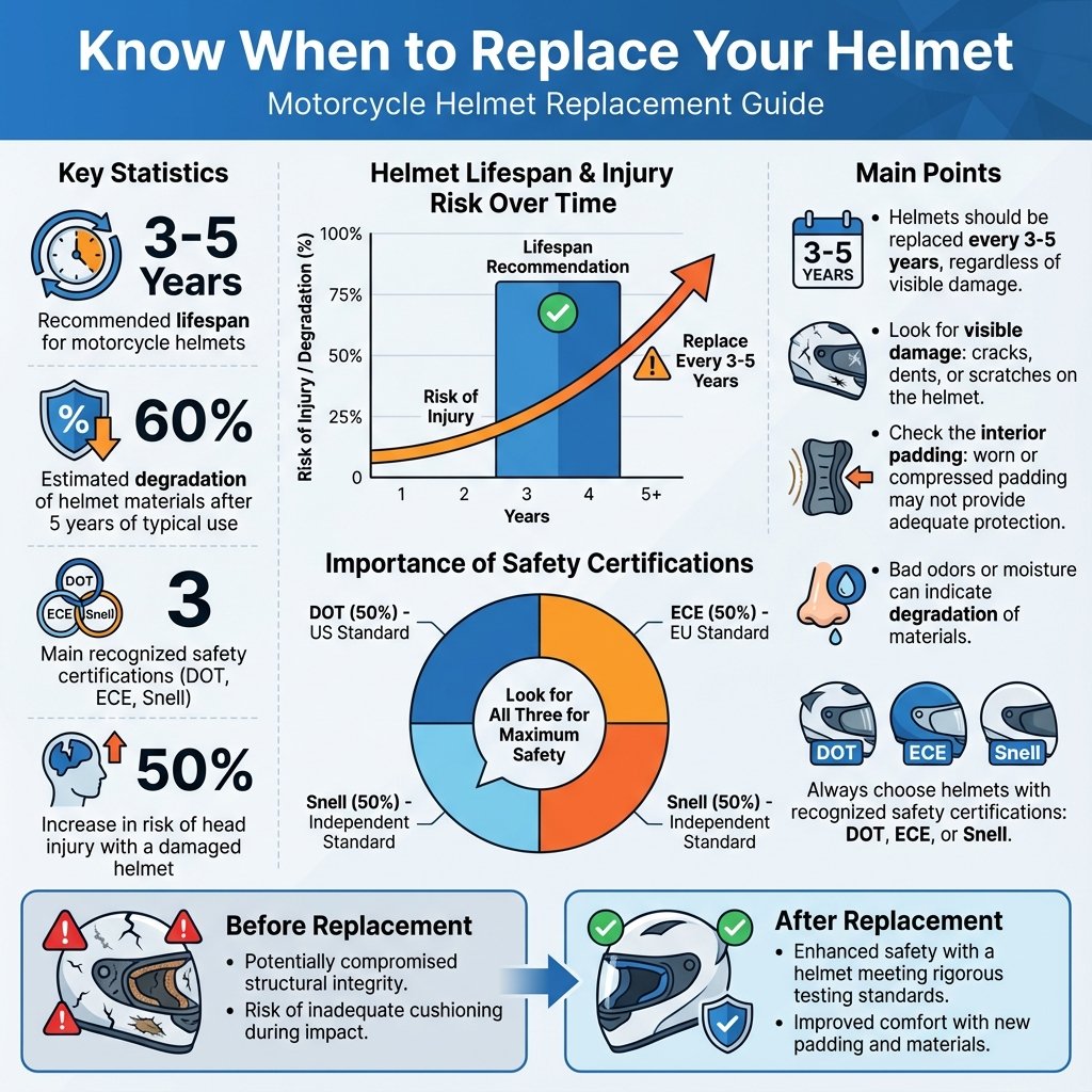 Infographic: Signs Your Helmet Needs Replacement how often should you replace a motorcycle helmet - Data Infographic and Statistics