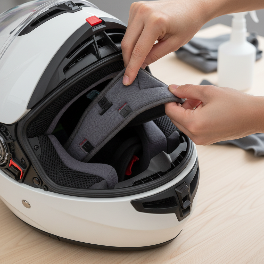 Step 2: Remove the Inner Lining - how to clean the inside of a motorcycle helmet