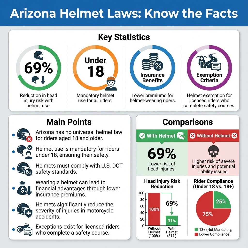 is there a helmet law in arizona - Data Infographic and Statistics