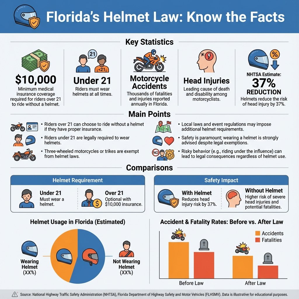 is there a helmet law in florida - Data Infographic and Statistics