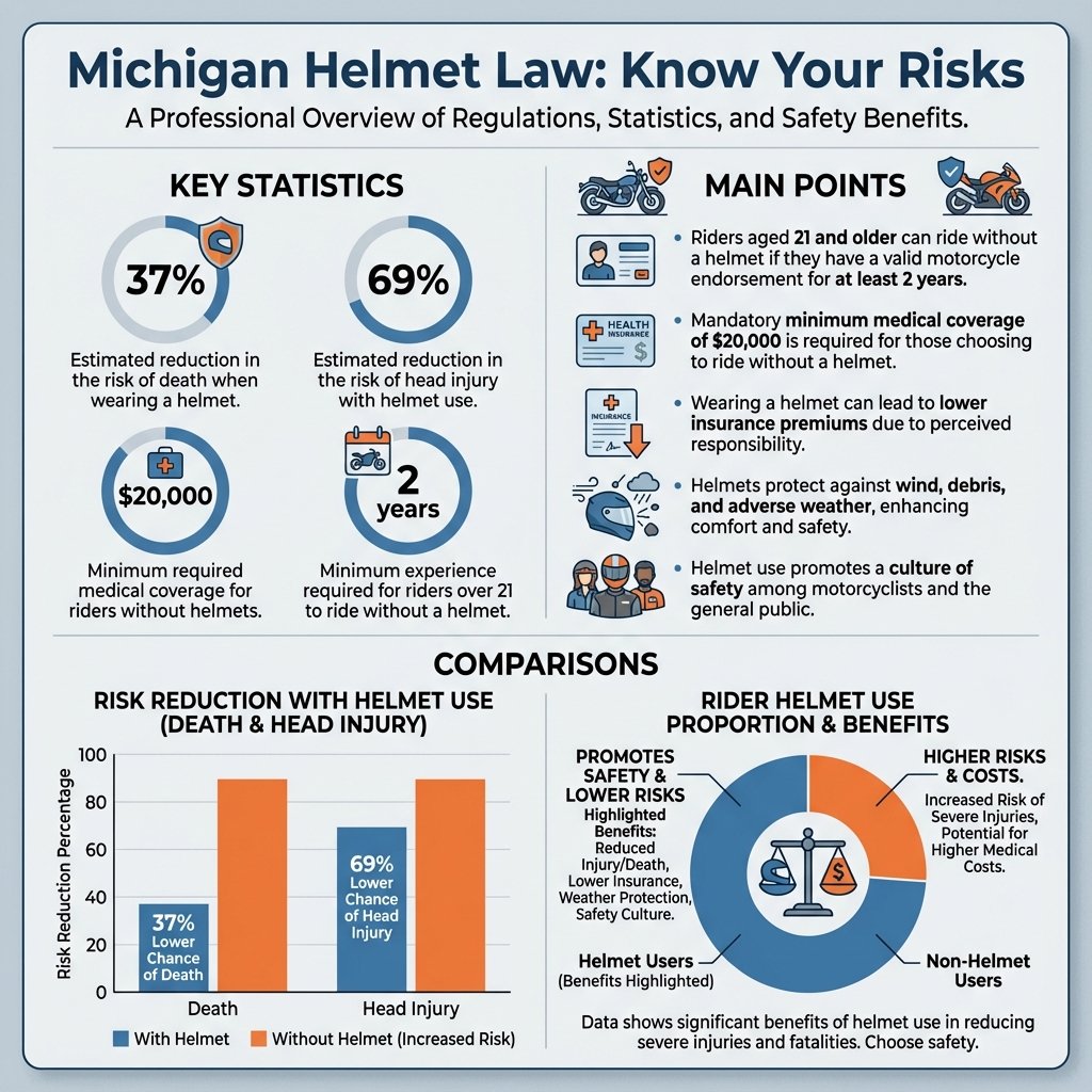 is there a helmet law in michigan - Data Infographic and Statistics