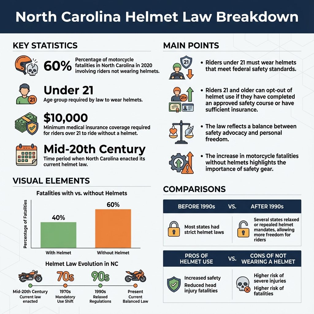 is there a helmet law in north carolina - Data Infographic and Statistics