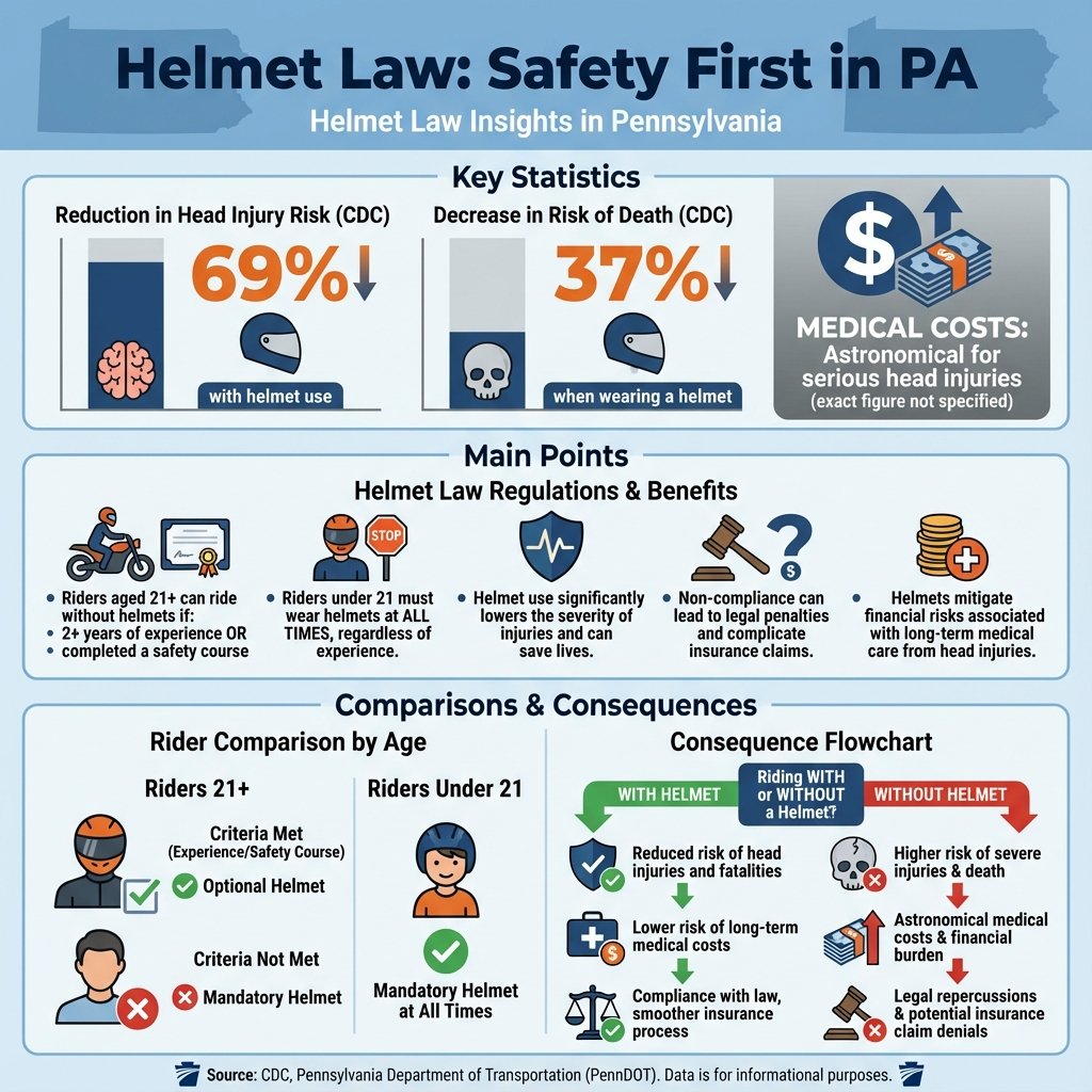 is there a helmet law in pennsylvania - Data Infographic and Statistics