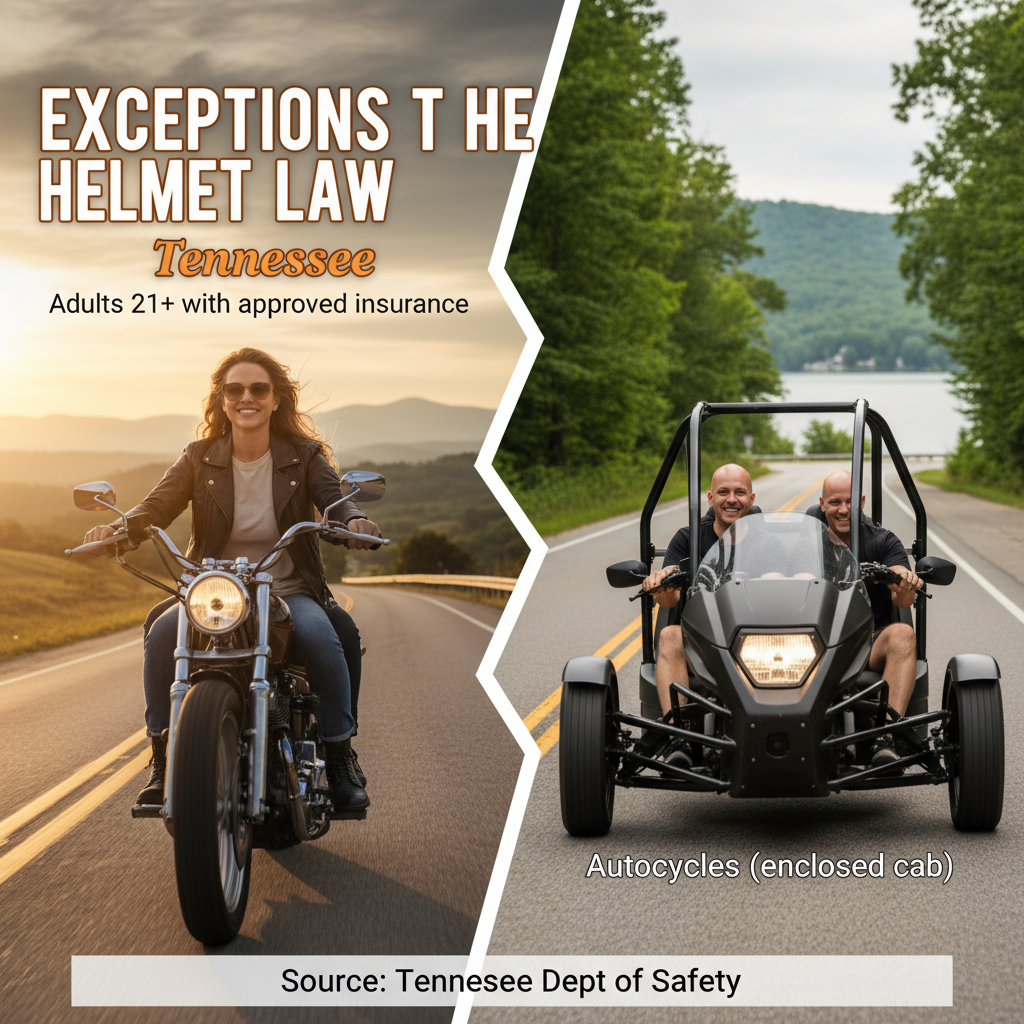 Exceptions to the Helmet Law - is there a helmet law in tennessee