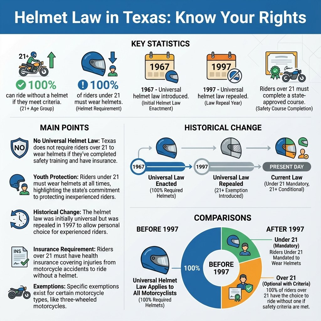 is there a helmet law in texas - Data Infographic and Statistics