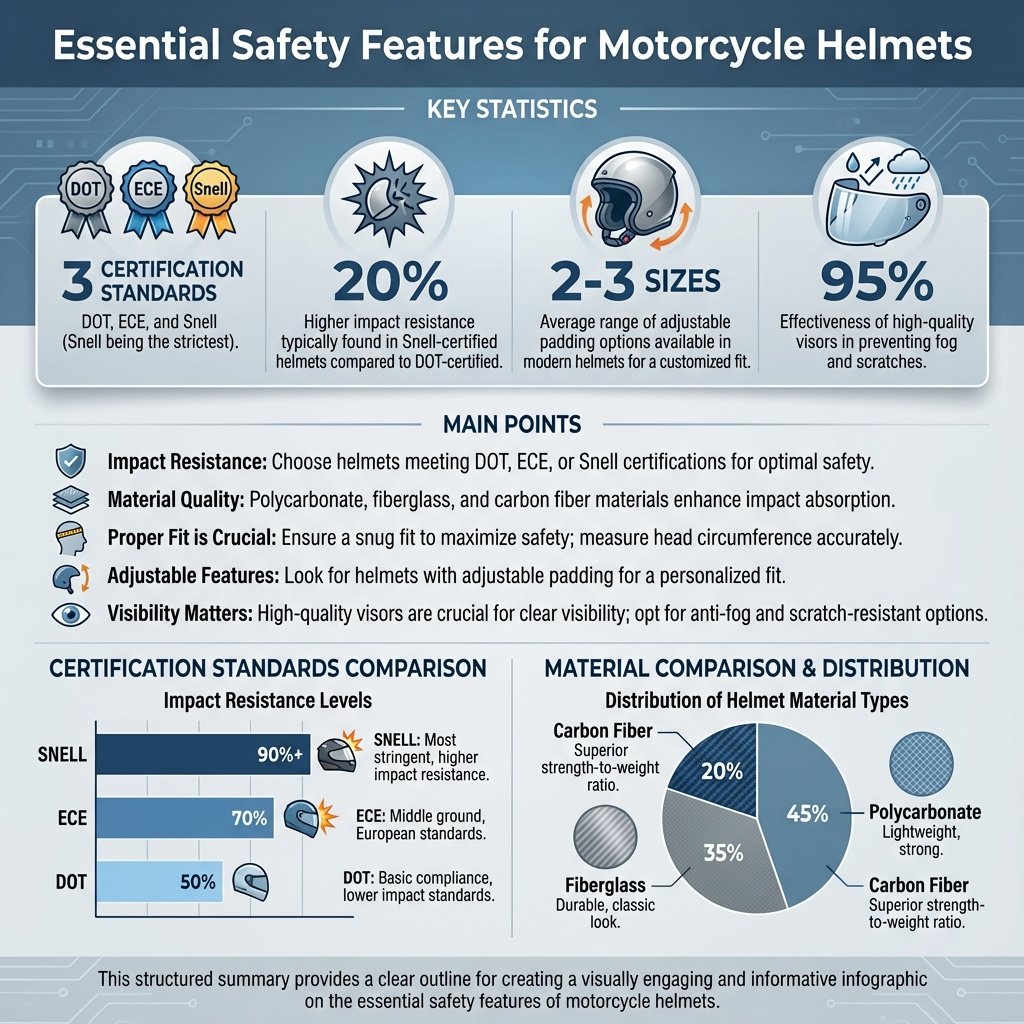 Infographic: Proper Fit Top Safety Features to Look for in a Motorcycle Helmet - Data Infographic and Statistics