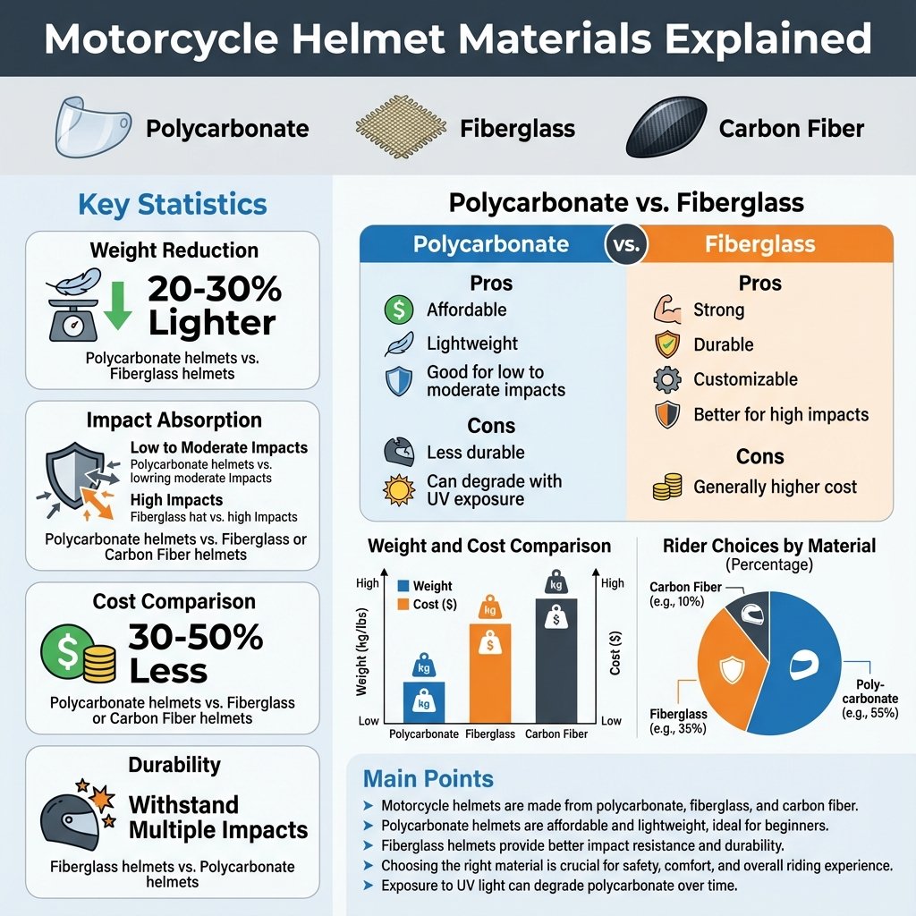 what are motorcycle helmets made of - Data Infographic and Statistics