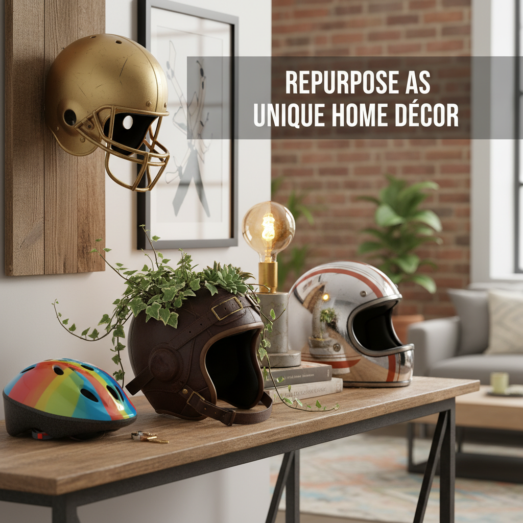 Repurpose as Unique Home Décor - what to do with old helmets
