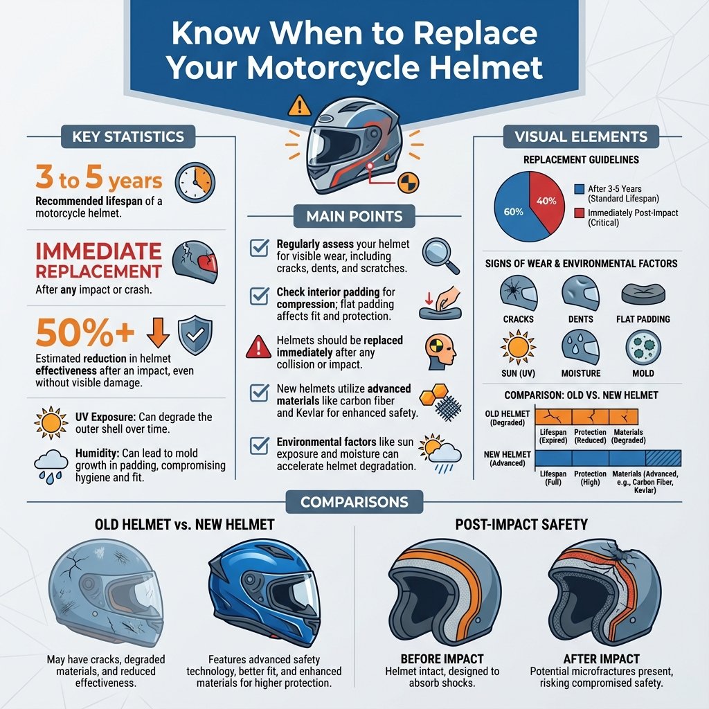 when to replace motorcycle helmet - Data Infographic and Statistics