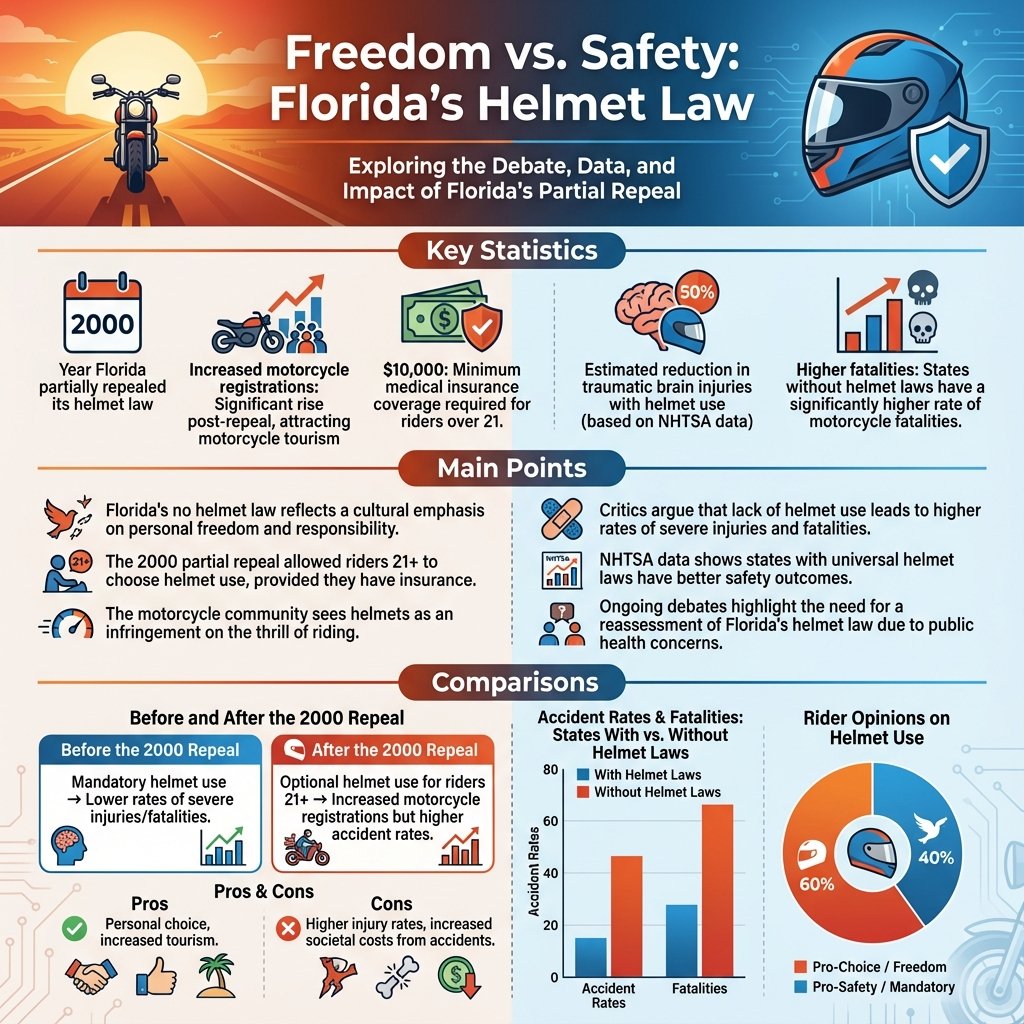 why is there no helmet law in florida - Data Infographic and Statistics