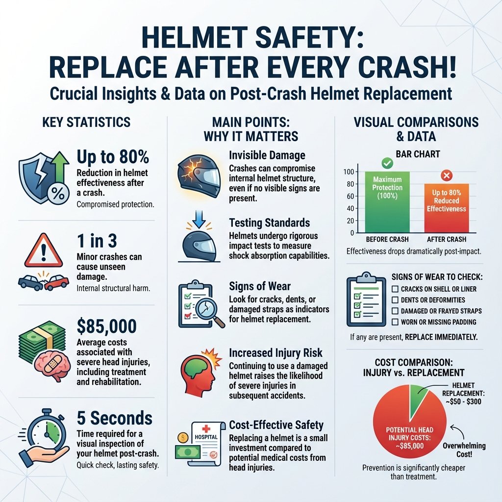 Why You Must Replace Your Helmet After a Crash - Data Infographic and Statistics